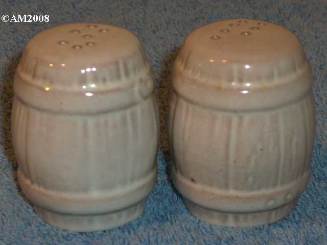 Frankoma barrel shakers glazed white sand